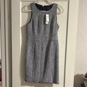 Banana Republic Gray Tweed Sleeveless Midi Dress